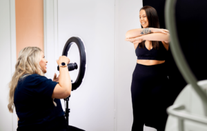 BodySculpt patient taking pre-treatment photos