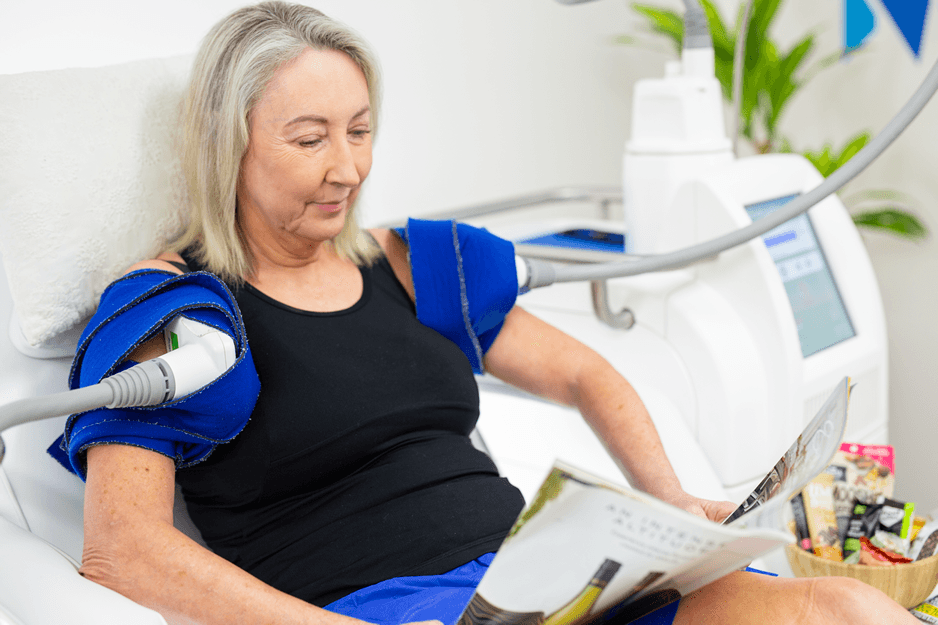 BodySculpt patient relaxing and enjoying treatment
